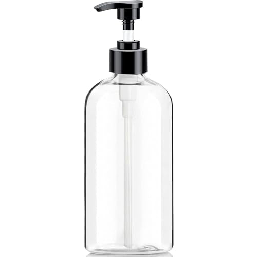 Clear Soap Dispenser with Rust Proof Pump, Waterproof Labels (1 Pack,16.9 Oz), Plastic Hand Soap Dish Soap Dispenser for Kitchen Bathroom - color: Clear 1 Pack