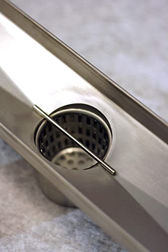 ZA Linear Shower Drain - 33 Inch Brick Pattern - Brushed Stainless Steel - Hair Strainer - Leveling Feet - Threaded Adapter - Sleek and Modern Design - size: 33 inch