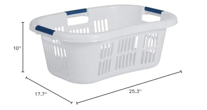 Rubbermaid Large Hip-Hugger Laundry Basket/Hamper, 1.5-Bushel, White, Stackable Storage Bin/Organizer for Bathroom/Bedroom/Dorm/Home - size: 1.5 Bushel, style: Large Hip Hug Basket