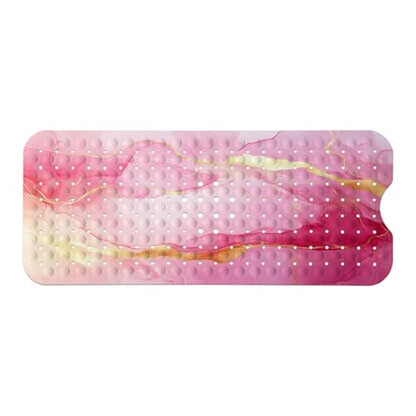 Marble Bath Tub Mat Non Slip, Pink Marble Non Slip Bath Mat for Shower, Large Washable Shower mats for Showers with Drain Holes and Suction Cups,40 X 16 Inch - color: Pink Marble