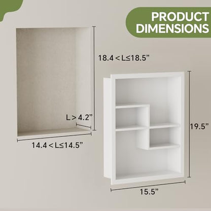 14x18 Medicine Cabinet Recessed Stainless Steel, with 4 Compartments Medicine Cabinet Organizer, Stainless Steel Wall Niche, Bathroom Wall Cabinet, Recessed Bathroom Cabinet, White - color: White, size: New Design 2-Tier