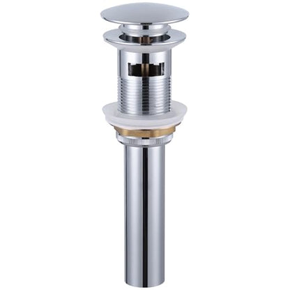 Angle Simple Bathroom Sink Drain, Pop Up Stopper with Overflow Hole, Chrome | Brass Sink Stopper with Stainless Steel Tailpiece, Fit 1.61 to 2 Inches Diameter of Drain Hole - color: Chrome