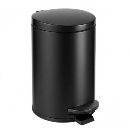TIPGO Small Bathroom Trash Can with Lid Soft Close, 1.2 Gal, Matte Black | Hands-Free Step Pedal, Removable Inner Bucket, 4.5 Liters, Round Stainless Steel Garbage Can for Bedroom, Office, Kitchen - color: Matte Black