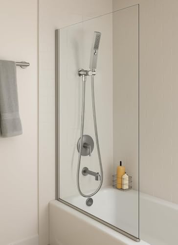 G-Promise All Metal 3-Function Handheld Shower Wand | Built to Last, Easy Install, with On/Off Switch Holder, Extra Long Hose, Modern Upgrade - color: Brushed Nickel, style: Square