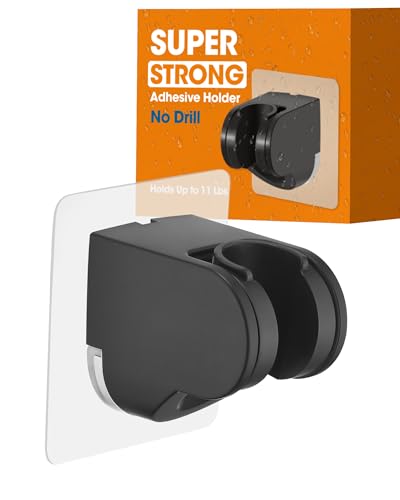 Handheld Shower Head Holder Super Strong Adhesive No Drill Adjustable Wall Mount for Hand Held Wand, Ideal for Kids, Elderly, and Short Users (Matte Black) - color: Matte Black