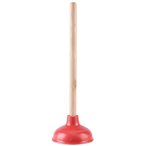 Toilet Plunger Red Heavy Duty Force Cup Rubber with A Long Wooden Handle to Fix Clogged Toilets and Drains, Perfect for Kitchens and Bathrooms (1 pcs) - color: 1 Pcs