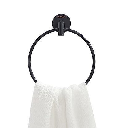 Black Towel Ring for Bathroom, Modern Hotel Style Hand Towel Holder Wall Mounted, Contemporary Hand Towel Rack, Matte Black,077060-MB Leo Seires - color: Matte Black