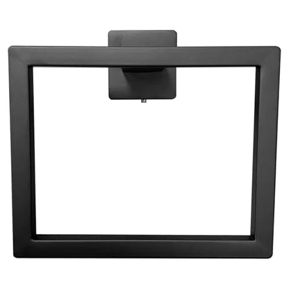Black Hand Towel Holder, Stainless Steel Matte Black Towel Ring, 6.3 Inch Square Bathroom Hand Holder, Space Saving for WallBlack