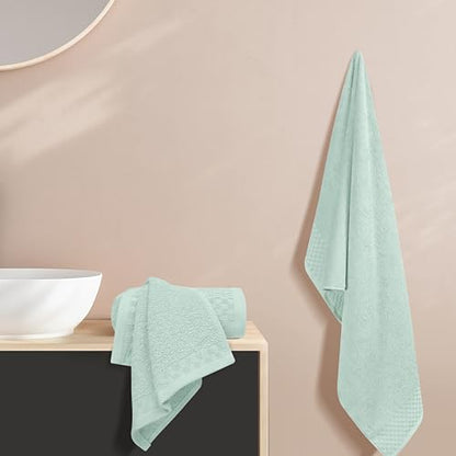 MyOwn Ultra Soft 3 Pack Cotton Towel Set, Contains a Bath Towels 28x55 inch, a Hand Towels 16x24 inch & a Wash Coths 12x12 inch, Ideal Everyday use, Compact & Lightweight - Sea Green - color: Sea Green, size: 3 Pack Set