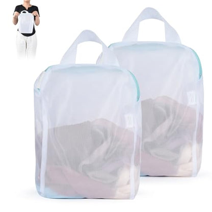 OTraki 2Pcs Small Mesh Laundry Bags 10x12 Inch, Don't Drying, White | Delicates Lingerie Bags Mesh Wash Bags Hanging Laundry Bag Sock Bra Underwear Storage, Melting 140-176℉ - size: 10 x 12 inch