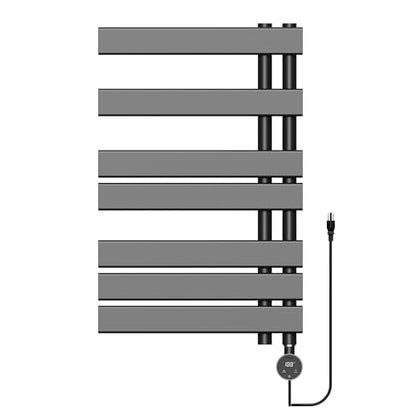 P&Dlusir M205 Electric Towel Warmer, Black, H31.5 x W19.69 | Heated Towel Rack, No Preheat, Fast Dry, Precise Timer, Plug-in/Hardwired - color: Black, size: 31.5"H x 19.69"L