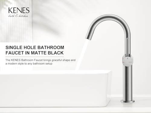 Brushed Nickel Vessel Sink Faucet Single Handle, Tall Bathroom Faucet | Vessel Bowl Faucet with Pop Up Drain & Supply Lines, Lead-Free cUPC & NSF Certified, 1 Hole Faucet for Vanity RV Restroom - color: Brushed Nickel, size: Tall