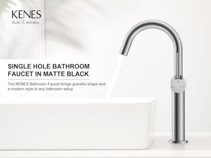 Brushed Nickel Vessel Sink Faucet Single Handle, Tall Bathroom Faucet | Vessel Bowl Faucet with Pop Up Drain & Supply Lines, Lead-Free cUPC & NSF Certified, 1 Hole Faucet for Vanity RV Restroom - color: Brushed Nickel, size: Tall