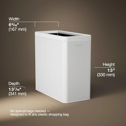 Kohler K-31313-STW 12-Liter Open-Top Trash Can, White Stainless Steel - color: White Stainless Steel, size: 3.1 Gallon - Open Top