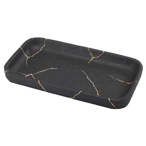 Nicole Miller - Vanity Tray, Resin Countertop Accessories, Dorm Room Essentials (Sydney Collection, Black/Gold) - size: 5.5" x 1" x 10"