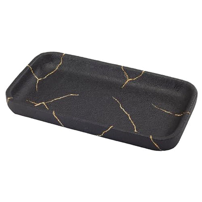 Nicole Miller - Vanity Tray, Resin Countertop Accessories, Dorm Room Essentials (Sydney Collection, Black/Gold) - size: 5.5" x 1" x 10"