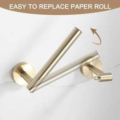 BGL Toilet Paper Holder Brushed Gold Wall Mount, Bathroom Toilet Paper Holder Brushed Nickel SUS 304 Stainless Steel, Double Post Pivoting Toilet Paper Roll Holder for Bathroom RV - color: Brushed Gold