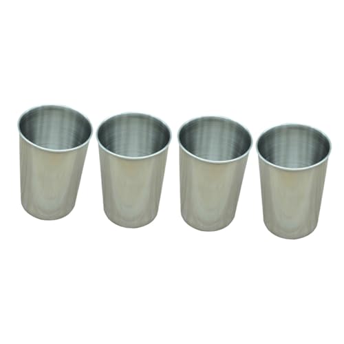 Cabilock 4pcs Stainless Steel Water Tumbler Cups Bathroom Drinking Cups for Beverages Smooth Surface Multi-use Rinsing Beverage Holder Silver Finish for Home Use