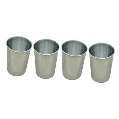 Cabilock 4pcs Stainless Steel Water Tumbler Cups Bathroom Drinking Cups for Beverages Smooth Surface Multi-use Rinsing Beverage Holder Silver Finish for Home Use