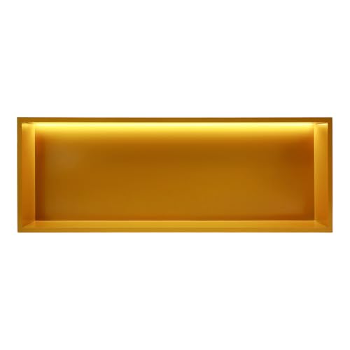 Shower Niche, 37 x 13 inch Recessed Wall Niche with LED Light Strip, Heavy-Duty Stainless Steel Modern Shampoo Storage Organizer, Sealed Waterproof, Durable & Easy to Install, Gold - color: Gold/37" X 13"