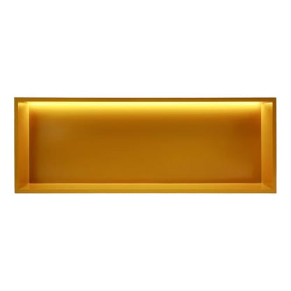 Shower Niche, 37 x 13 inch Recessed Wall Niche with LED Light Strip, Heavy-Duty Stainless Steel Modern Shampoo Storage Organizer, Sealed Waterproof, Durable & Easy to Install, Gold - color: Gold/37" X 13"
