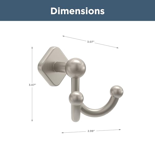 Franklin Brass Gainesville (1-Pack) Towel Hooks Satin Nickel Double Bathroom J Hooks Wall Mounted for Robes & Towels Hand Towel Hook Holder Kitchen, Bathroom Accessories GNV35-SN - color: Satin Nickel