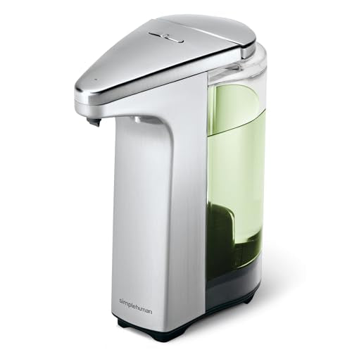 simplehuman 8 oz. Touch-Free Sensor Liquid Soap Pump Dispenser with Soap Sample, Brushed Nickel - color: Brushed, size: 8 oz. Battery Operated