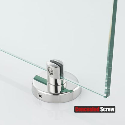 JQK Bathroom Glass Shelf Chrome, Tempered Glass Shower Storage 8 by 5 inches, 304 Stainless Steel Polished Chrome Wall Mount, TGS101L8-CH - color: Chrome, size: 8 Inch (1 Pack)