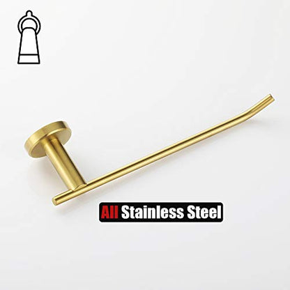 JQK Hand Towel Bar, Brushed Gold Stainless Steel Towel Ring Holder for Bathroom, 9 Inch Wall Mount, TR100-BG - color: Gold, size: 9 Inch (Right)