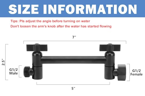 NearMoon Adjustable Shower Arm Universal Connection, Extension Arm, Adjust Angle to Upgrade Shower Experience, Easy to Install, Anti-leak (5 Inch, Matte Black) - color: Matte Black, style: 5 Inch Adjustale
