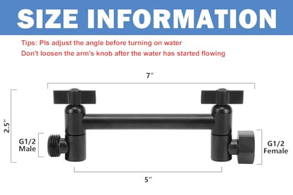 NearMoon Adjustable Shower Arm Universal Connection, Extension Arm, Adjust Angle to Upgrade Shower Experience, Easy to Install, Anti-leak (5 Inch, Matte Black) - color: Matte Black, style: 5 Inch Adjustale