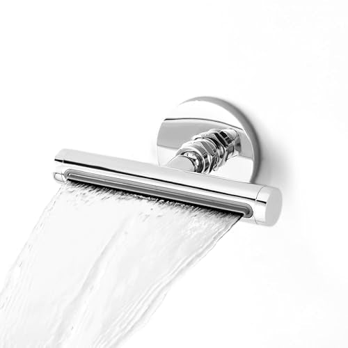 SKOWLL Waterfall Shower Adjustable, Wall Mount Modern Rainfall Waterfall Shower Head Set, Polished Chrome Waterfall Showerhead Jet, High Pressure Shower Body Spray Jets - color: Polished Chrome
