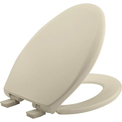 Mayfair Aurora Slow Close Toilet Seat, Easy Clean Hinges and Adjustable Perfect Fit Plastic Seat, Made in USA, Elongated, Bone - size: Elongated