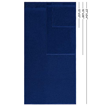 American Veteran 100% Cotton Turkish 6 Piece Luxury Towel Set - 2 Bath, 2 Hand, 2 Washcloths in Navy Blue - color: Navy Blue, size: XL 6PC