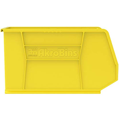 Akro-Mils 30265 AkroBins Plastic Storage Bins, 18"x8.25"x9", Yellow, 6-Pack | Space-Saving Stackable Bins for Garage, Pantry, Craft Organization - color: Yellow