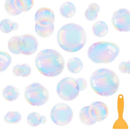 Fullhawl 30 Pcs Clear Bubble Non Slip Bathtub Stickers Colorful Bubble Anti Slip Shower Stickers Shower Floor Nonslip Sticker Applique Adhesive Decals Treads with Scraper for Bathtub Bathroom Floor - style: Clear Bubble
