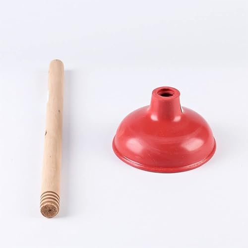 Toilet Plunger Red Heavy Duty Force Cup Rubber with A Long Wooden Handle to Fix Clogged Toilets and Drains, Perfect for Kitchens and Bathrooms (1 pcs) - color: 1 Pcs