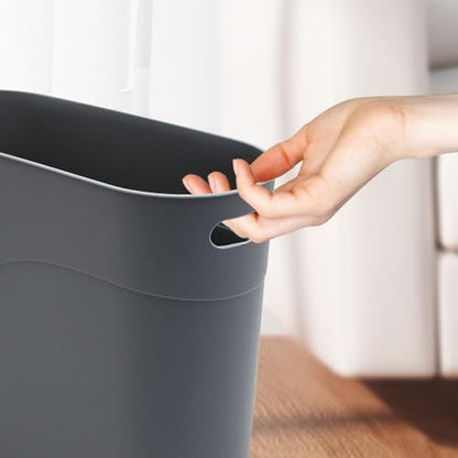2 Pack 3.2 Gallon Plastic Trash Cans for Bathroom, Small Waste Bins with Handles, Compact Garbage Containers for Narrow Spaces, Recycle Wastebaskets for Office, Kitchen, Bedroom, Living Room (gray) - color: gray