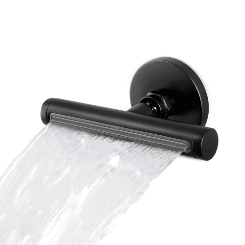 SKOWLL Waterfall Showerhead, Europe Showerhead Spas, Wall Mount High Pressure Waterfall Head with 360° Rotate Body Spray Jets, Matte Black - color: Matte Black