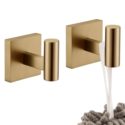KOKOSIRI Robe Hooks for Bathrooms Towel Hook, Wall Mounted Coat Hooks Bathroom Hardware 2 Pack Champagne Bronze Stainless Steel B1013CPG-P2 - color: Champagne Bronze, size: 2 Pack