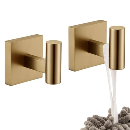 KOKOSIRI Robe Hooks for Bathrooms Towel Hook, Wall Mounted Coat Hooks Bathroom Hardware 2 Pack Champagne Bronze Stainless Steel B1013CPG-P2 - color: Champagne Bronze, size: 2 Pack