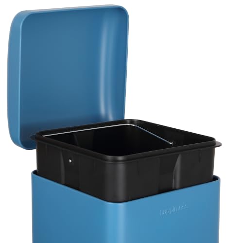 happimess Betty 8 Gal Step Trash Can Soft-Close Lid, Bright Cobalt Blue | Removable Liner, Semi-Rectangular, Steel Pedal, Iron Powder Coated, 27" Height, Non-Skid Base - color: Bright Cobalt Blue