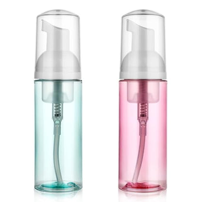 2 Pack Foam Pump Bottle Travel 60 ml/2 oz Small Size Mousse Foam Soap Dispenser Clear Plastic Foaming Soap Dispenser Mini Empty Refillable Pump Containers for Face Wash Lash Shampoo Skin Care