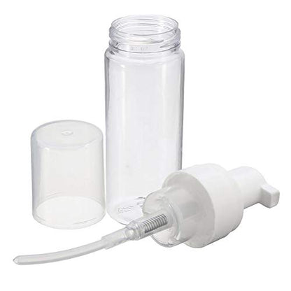 2-Piece Plastic Foamer Bottle Clear Pump Dispenser Mini Travel Size Foaming Soap Face Wash 1.7 Oz, No leaks!