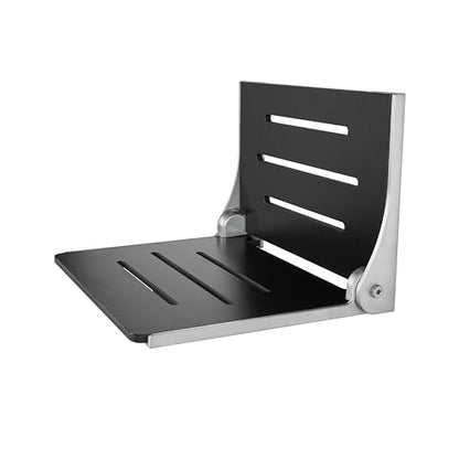 Seachrome Silhouette Folding Wall Mount Shower Bench Seat, Black Seat with Silver Frame - color: Matte Black Seat With Silver Frame
