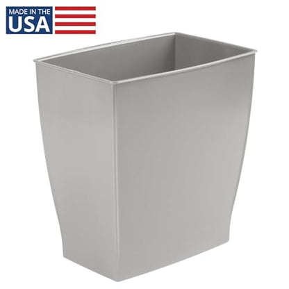 iDesign Small Plastic Bathroom Trash Can, Gray | Slim Rectangle, For Bedroom, Office, Dorm - color: Gray, style: Pack of 1