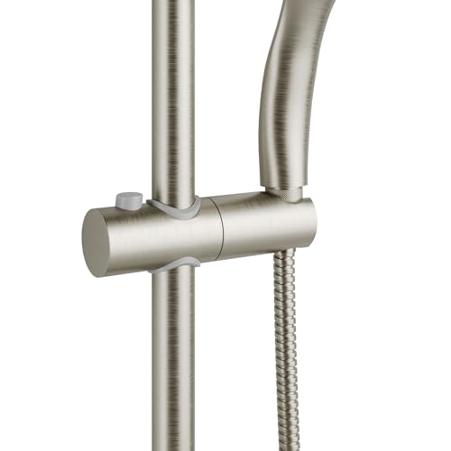 PULSE ShowerSpas Kauai III Brushed Nickel Rain Shower Head with Handheld Spray - 2.5 GPM, 8" Showerhead, 5-Function HandShower, Adjustable Slide Bar - Shower Heads with Handheld Spray Combo - color: Brushed Nickel, size: 2.5 Gallon Per Minute