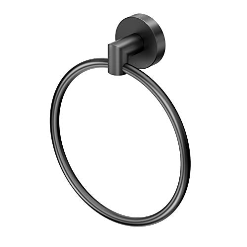 Gatco 4632MX Glam Towel Ring, Matte Black | Wall Mounted 6.5"W Towel Holder Ring for Bathroom - color: Matte Black
