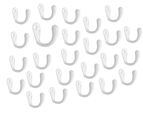 QCAA Premium Quality Single Prong Hook Hanger, Zinc Die Cast, White, Made in Taiwan, 25 Pack - color: White, size: 25 Pack