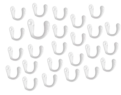 QCAA Premium Quality Single Prong Hook Hanger, Zinc Die Cast, White, Made in Taiwan, 25 Pack - color: White, size: 25 Pack